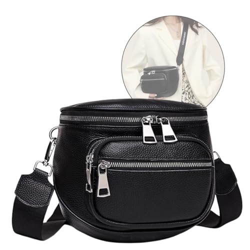Bolsa Feminina Transversal estilo Pochete Alça Ombro Shoulder bag, alça larga, moderna, estilosa, bolsa de peito de couro sintetico, bolsa crossbody (Preto)