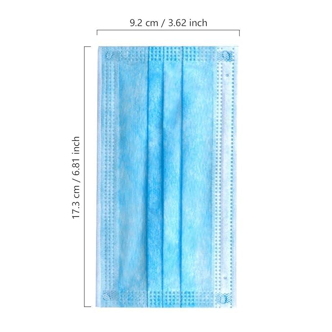 3Ply Safety Disposable Face Mask-Pack of 100 | 3 Layers Blue Protective Face Mask For Daily Use | Breathable Facemasks, Anti-Dust Disposable Mask with Earloop for Personal Care 2