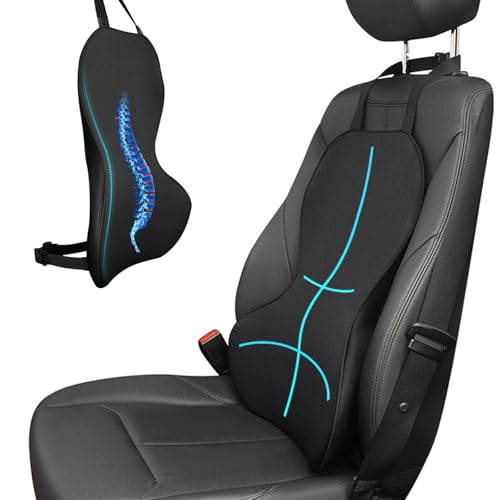 VGECEE Cojín de Soporte Lumbar Ergonómico Soporte Respaldo de Espuma Viscoelástica Coche Almohada Lumbar Coche Conductor Cojín de Apoyo para Silla de Oficina Espalda Transpirable y Flexible
