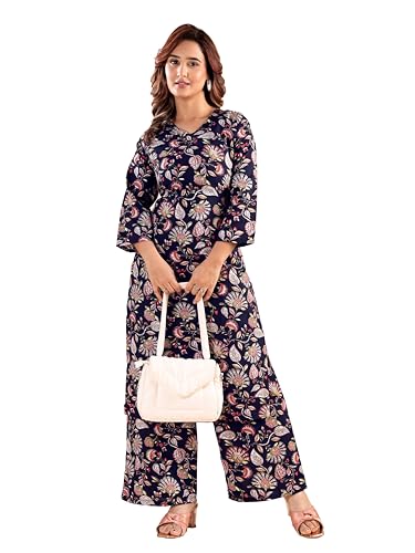 Image of MS VHCK ENTERPRISE Women's Rayon Straight Printed Kurta with Palazzo