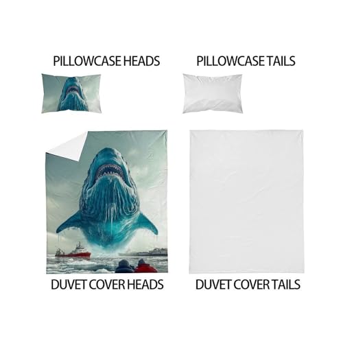 Housse de couette requin microfibre 135x200cm animaux aquatiques