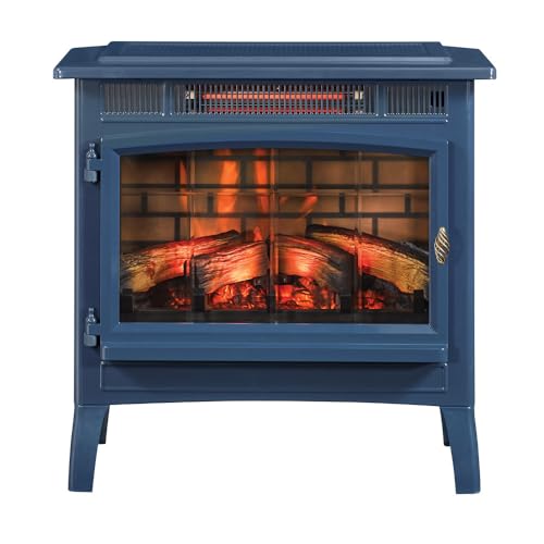 duraflame Freestanding Electric Fireplace Stove Heater with 3D Flame Effect for 1,000 Sq. Ft. Room, Navy - Image 5