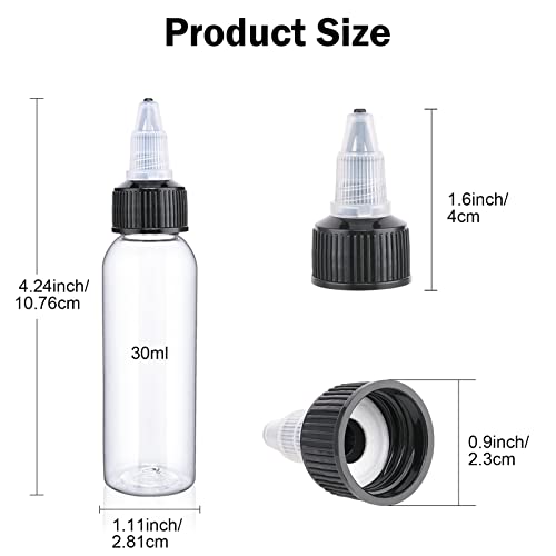 Bomex 20 Pack 1Oz Dispensing Bottles With Twist Top Cap,Small Plastic Squeeze Bottles Boston Round Ldpe Bottle For Crafts,Kitchen,Household，Art, Glue（Black） (Black 1Oz) #TOP4