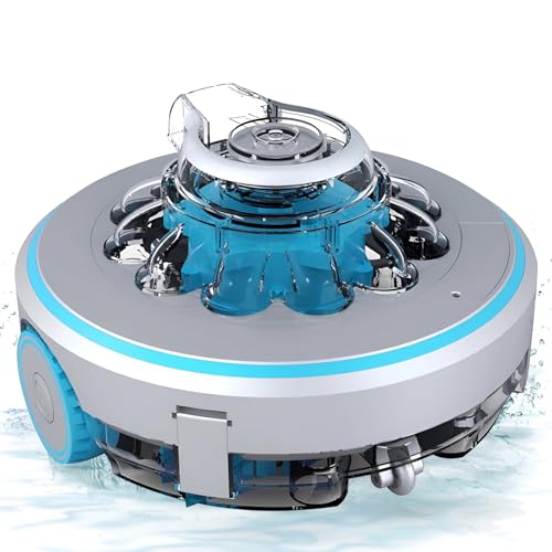 Limpiafondos robótico inalámbrico, Robot Aspirador automático Recargable para Piscinas, máquina de succión subacuática de Limpieza Inteligente, 4000 mAh, para Piscinas elevadas de hasta 50 m²