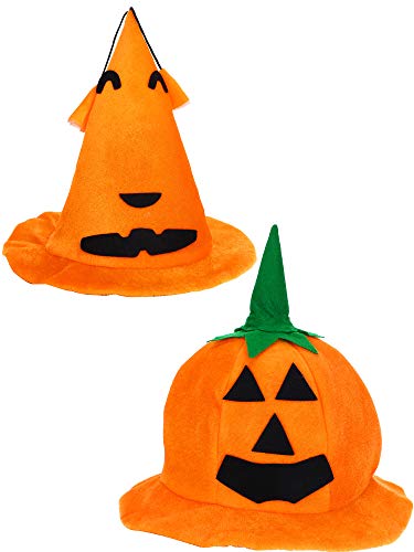 Skylety 2 Pieces Pumpkin Hat Top Orange Lantern Hats for Halloween Costumes Accessory (Style Set 1)