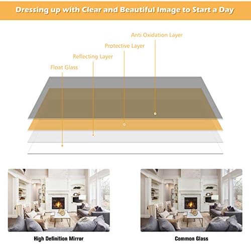 COSTWAY Over the Door Mirror, Full Length Hanging Mirrors with Adjustable Hooks, Wall Mounted Dressing Mirror for Bathroom, Bedroom and Wardrobe, 108 x 36cm (Black)