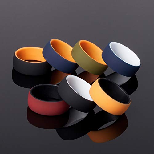 ThunderFit Silicone Wedding Rings for Men, 2 Layers Round Rubber Engagement Bands 8.7mm Wide 2mm Thick - 1/4/7/10 Variety Multipack (6.5-7 (17.3mm)) by ThunderFit - Used condition - Image 2