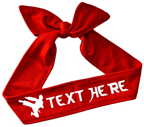 Funny Girl Designs Martial Arts Personalized Custom Tie Back Headband with Kicking Silhouette Taekwondo in Vinyl3