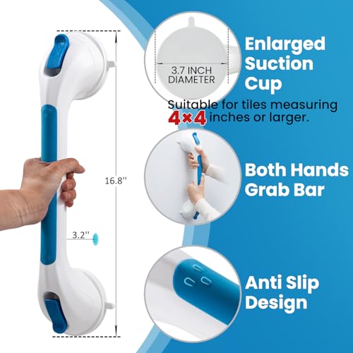 image for TAILI Shower Grab Bar Glow in The Dark, 2 Pack 16.8 in Grab Bars for B