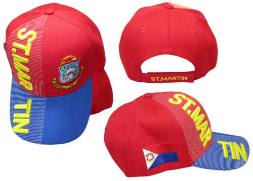 St. Martin Country Red Blue Yellow Letters Patch On Side Embroidered Hat Cap