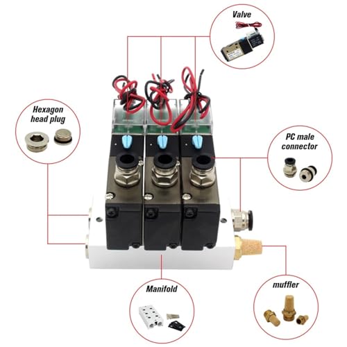 Bloc électrovanne 6 stations DC12V 8mm normalement fermé avec collecteur - 5