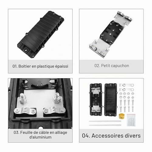 PNGKNYOCN Boîte de jonction de câble horizontale 2 en 2 sorties, 12 Core Fusion Splice Kit fibre optique boîte de jonction fibre optique boîte de protection étanche – vue 4