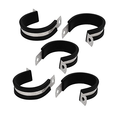 Aexit 34mm Dia Clamps EPDM Rubber Lined P Clips Cable Hose Pipe Clamps Strap Clamps Holder 5pcs
