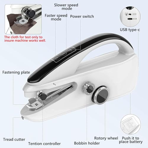 Miniatura 8 de Máquina De Coser A Mano, Mini Máquina De Coser Eléctrica Portátil, Máquina De Coser Eléctrica Con Accesorios De Costura Para Principiantes, Herramientas Eléctricas Para El Hogar De Costura Para
