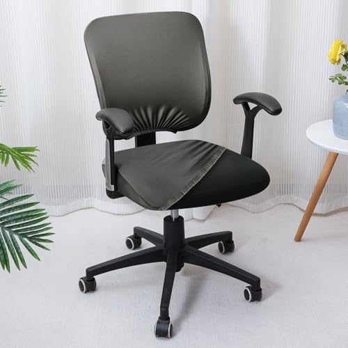 Image of HOKIPO Office Chair Cover for Task Chair - 140 GSM Stretchable Fabric - Anti-Slip & Washable - Fits Small Office Chairs Without Headrest, Ash Grey (AR-6203-LGRY)