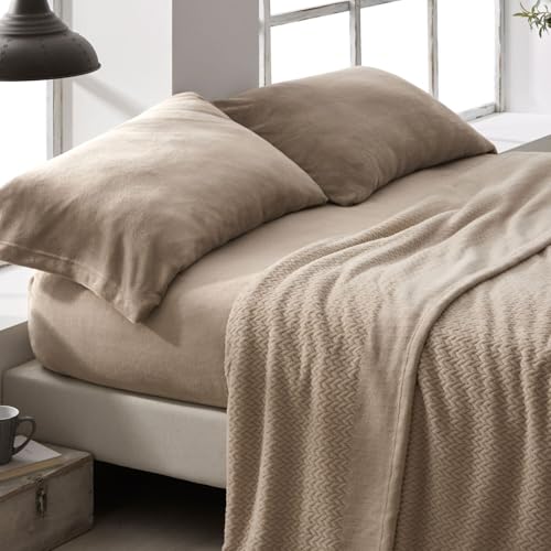Burrito Blanco | Sábanas de Coralina | Cama de 120cm. (+Medidas Disponibles) | Diseño 999 | Color Tostado (120x190/200cm.)