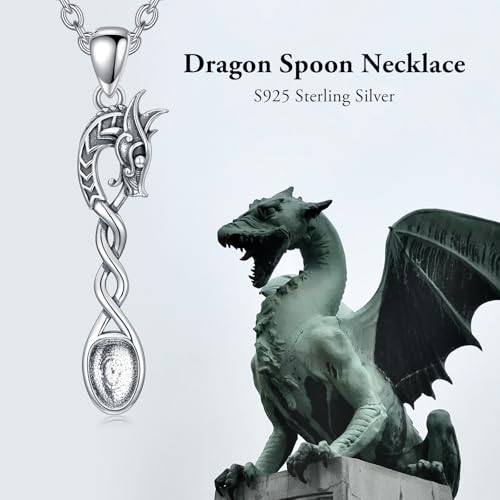 PELOVNY Spoon Necklace 925 Sterling Silver Horse Turtle Dragon Necklace Mini Spoon Pendant Ocean Beach Dragon Jewelry Christmas Birthday Turtle Gifts for Men Women2