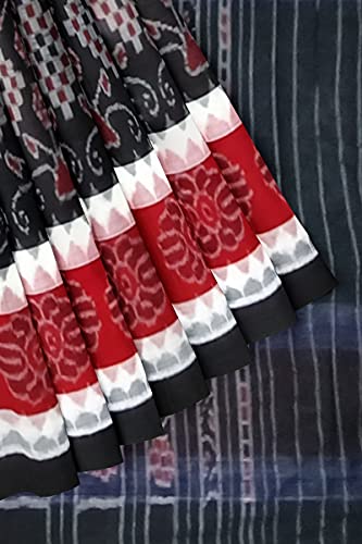 Image of Odisha Sambalpuri Handloom Ikat Women's Cotton Saree, Odisha Handloom Handmade Pure Cotton Khandua Saree, Ikkat Orissa Traditional Handloom Saree Without Blouse
