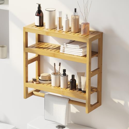 Furshus Bathroom Shelves with Hanging Bar Over Toilet Storage -