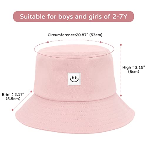 Kids Smile Face Bucket Hats Summer Sun Protection Beach Cap Cotton Unisex Kids Sun Hat Outdoor Visor Cap For Boys Girls Purple 2-7 T #TOP2