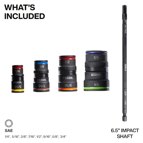 image for Klein Tools 32934 Impact Driver, 9-in-1 SAE Impact Socket Set, 4 Flip 