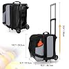GOBUROS Single Ball Roller Bowling Bag with Wheels and Retractable Handle Extends to 35.4 Inches, Single Bowling Ball Bag with Shoe Compartment and Multiple Accessory Pockets, Black and Gray
