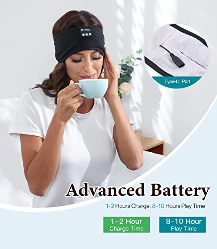 Sleep Headphones, Voerou Adjustable Bluetooth Headband Headphones, Ultra-Long Play Time Sleeping Headphones With Built In Hd Hi Fi Speakers, Perfect For Sleep, Workout, Tennis, Yoga, Travel, Insomnia #TOP3