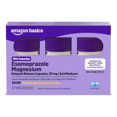 Amazon Basics Esomeprazole Magnesium Delayed-Release Mini Capsules, 20 mg, Acid Reducer, 24 Hour Heartburn Medicine, 42 Count (Previously Care) - image 1