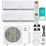 Garvee 20000 BTU Dual Zone Mini Split AC/Heating System, 20 SEER2 2 Zone 12000 + 12000 BTU Ductless Split Air Conditioner with Pre-Charged Condenser, Not Include Copper Tube Line Set, 208-230V