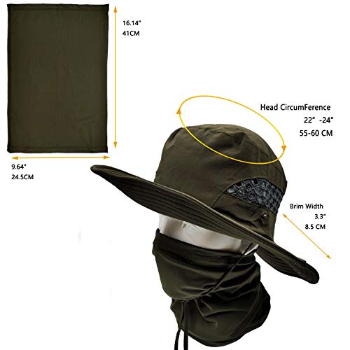 Chapéus de pesca para homens e mulheres, conjunto de polaina de pescoço refrescante, chapéu de sol e