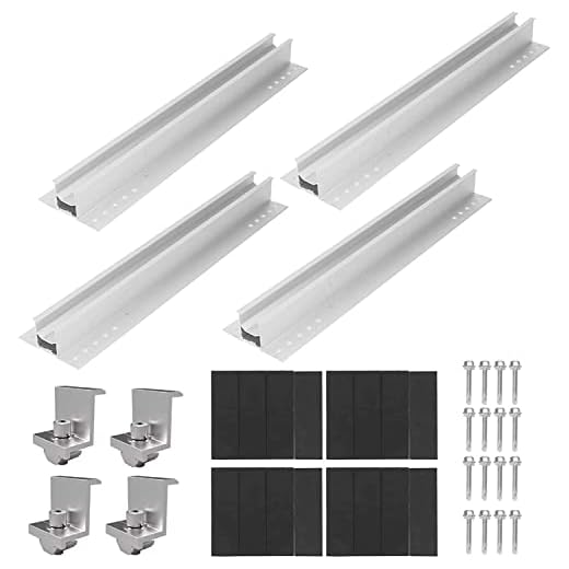 WOOLUCK® 4x 30cm Riel Montaje Fotovoltaico Panel Solar kit, Aluminio Riel de Montaje Fotovoltaico de Aleación para Caravana, Barco,Yates