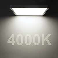 Vista 4 de Lámpara de techo LED de montaje empotrado, 4000K Blanco Neutro, 30.5 cm 24W, 3200LM, Luminaria de panel plano delgada, lámpara de techo cuadrada