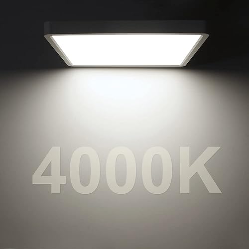 Miniatura 4 de Lámpara LED de techo empotrada, 4000 K blanco neutro, 12 pulgadas, 24 W, 3200 lm, lámpara de techo cuadrada moderna para dormitorio, cocina, sala de