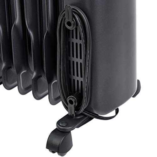 Amazon Basics Portable Radiator Heater With 7 Wavy Fins, Manual Control, Black, 1500W #TOP4