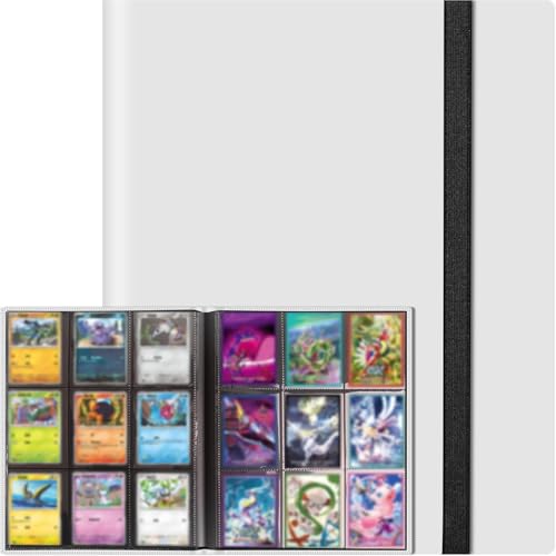 9 Pockets Trading Card Binder, Card Binder Album Folder Book Fit for MTG Baseball Football Sports Cards, Easy to Use Card Collection Binder (White, 360 Pockets)