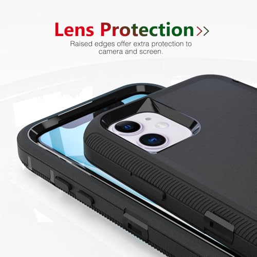 Image of Case for iPhone 11, Heavy-Duty Tough Rugged Shockproof Drop Protective Cover Phone Cases, Black