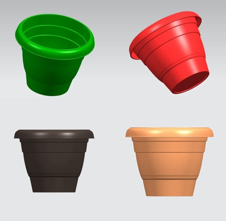 Bigos Eco Pots Unbreakable 8 inch Pack of 5 (Multi Colors) (8 inch, Black, Orange, Red, Green, Brown)