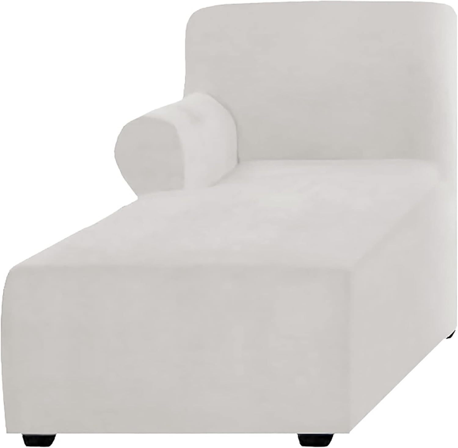 L Shaped Couch Cover Velvet Chaise Lounge Cover, Soft Chaise Slipcover with Left/Right Arm Furniture Protector for Living Room for loveseat sectional Sofa (Color : White, Size : Left)