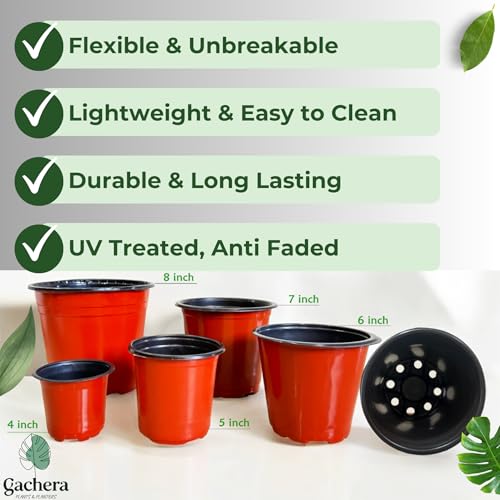 Image of Thermoformed Plastic Flower Pots, Durable, Flexible, Unbreakable, Multiple Drainage Holes, Best for Indoor Plants, Terrace Garden, Nursery (Pack of 60, 5 Inch LH)