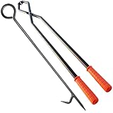 TAFIEDA Fireplace Tongs Log Grabber & Poker. 40 Inches Heavy Duty Fire Poker & Tongs. Upgraded Fire