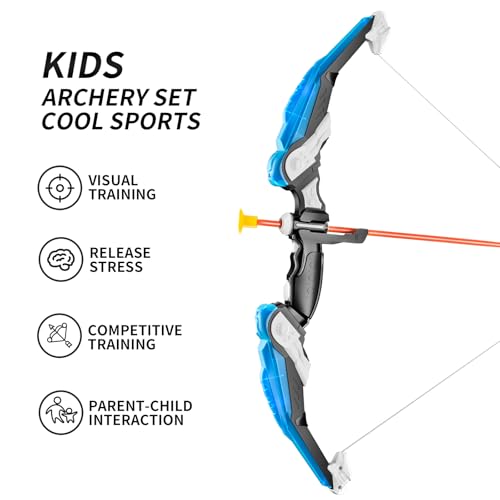 image for TEMI 2 Pack Set Bow and Arrow Archery Toy for Kids, LED Light Up with 