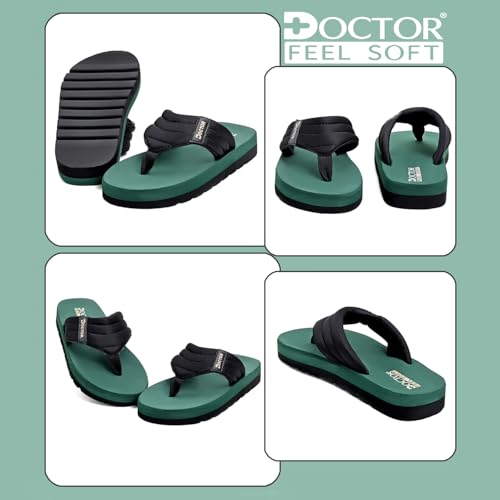 Image of Cushioned Flip Flops for Men | Padded Fabric Strap Thong Slippers | Lightweight Anti-Slip EVA Sole Everyday Wear Footwear