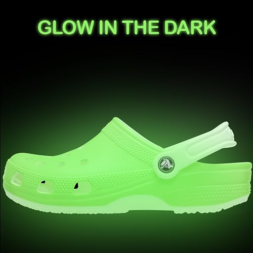 Image of Crocs unisex-child Classic Glow in the Dark Clogs, Limeade, 4 Toddler