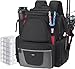 Piscifun Fishing Backpack with 2 Rod Holders & 4 Tackle Boxes, Large Tackle Storage Bag With Rain Cover for Fishing Gear, Black
