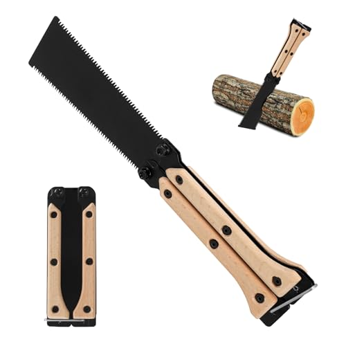 Hand Saw 120mm/4.7 Inch Japanese Folding Pruning Saw 13/14 TPI Double Edges 3 Side Grinding Gear SK5 Blade Wood Flush Cut Saws for Camping Woodworking & DIY