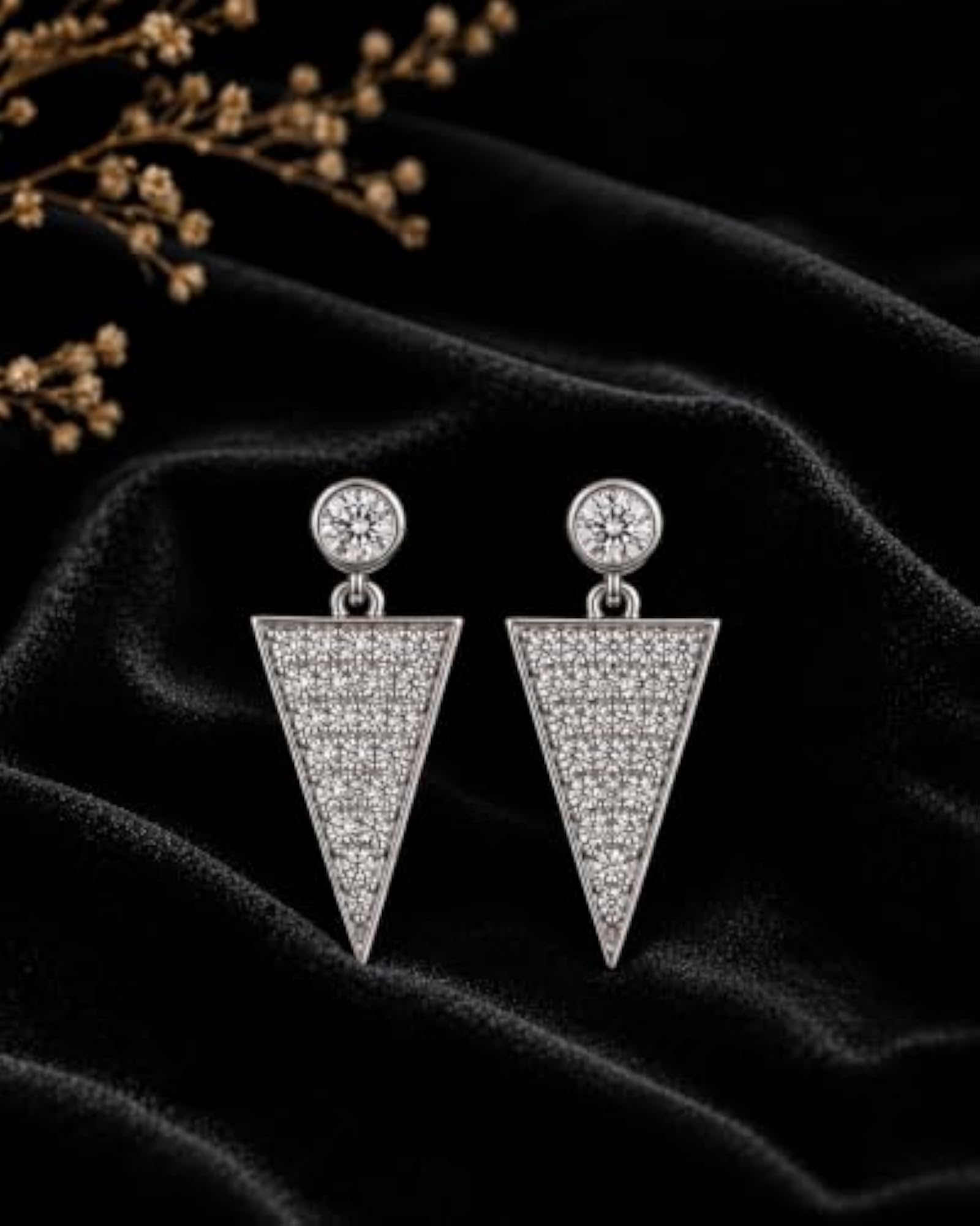 Women's 925 Sterling Silver Geometric Drop Earrings, Rhodium Finish