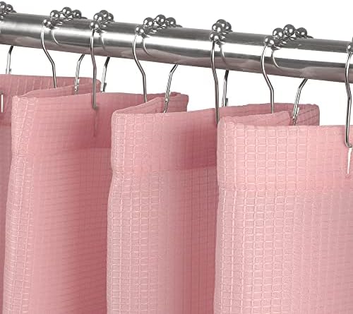 Pretty House Water Resistant Light-Weight Shower Curtain, Waffle Weave; Spa, Hotel Quality Premium Bathroom Shower Curtains; Machine Washable; 72 x 72 inch Blush Curtain