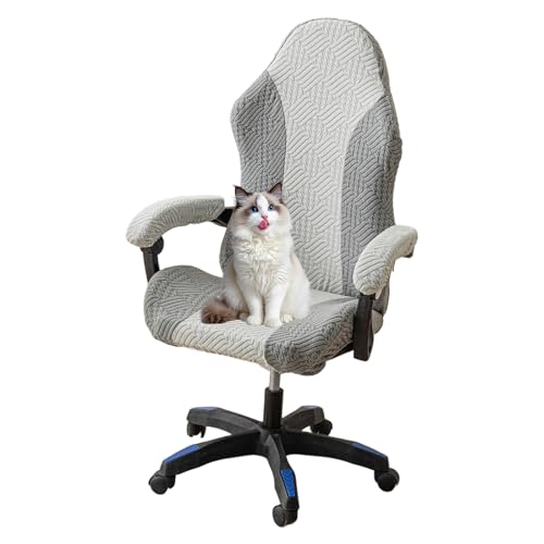 CACXKEP Gaming Chair Cover Office Chair Cover Game Chair Cover Stretchable with Armrest Covers Computer Chair Seat Covers Gaming Chair Cover Slipcovers,Gray