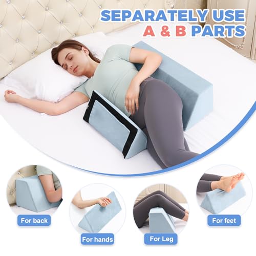 Side Sleeping Positioning Wedge Pillow Belt Connection, Adjustable Limit Width Bed Wedges Body Positioners for Sleep Apnea, Back Support Wedge for Back Pain Relief,Bed Sores,Anti Snoring, Post Surgery - Image 4
