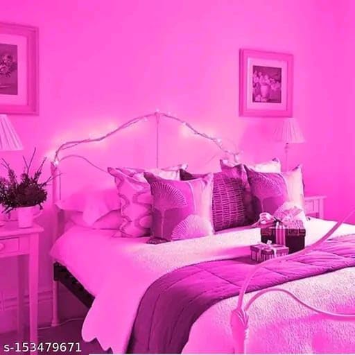 Image of LED String Lights 15 Meter Fairy Lights with Full View Light 42 LED Bulb Waterproof & Flexible Copper LED Serial String Lights (Pink, Pack of 3)